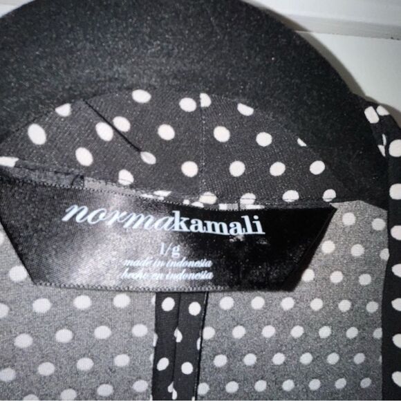 Norma Kamali Polka Dot Print Short Sleeve Faux Wrap Dress - Picture 6 of 10